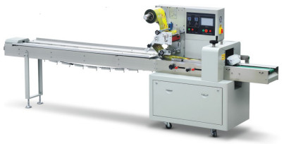 Máy đóng gói dòng chảy ngang quay tự động Màng kéo xuống dưới