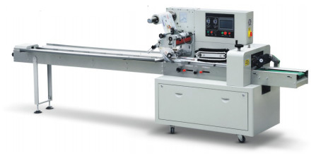 Máy đóng gói dòng chảy ngang quay tự động Màng kéo xuống dưới