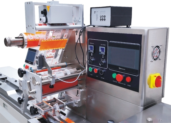 Máy đóng gói thực phẩm tự động bánh quy Dây đai cho ăn đóng gói bánh mì ngang